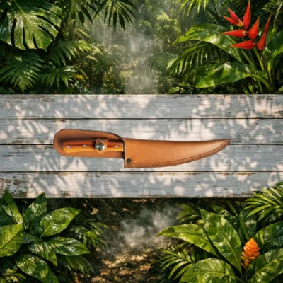 Etui cuir couteau à filet poisson avec couteau